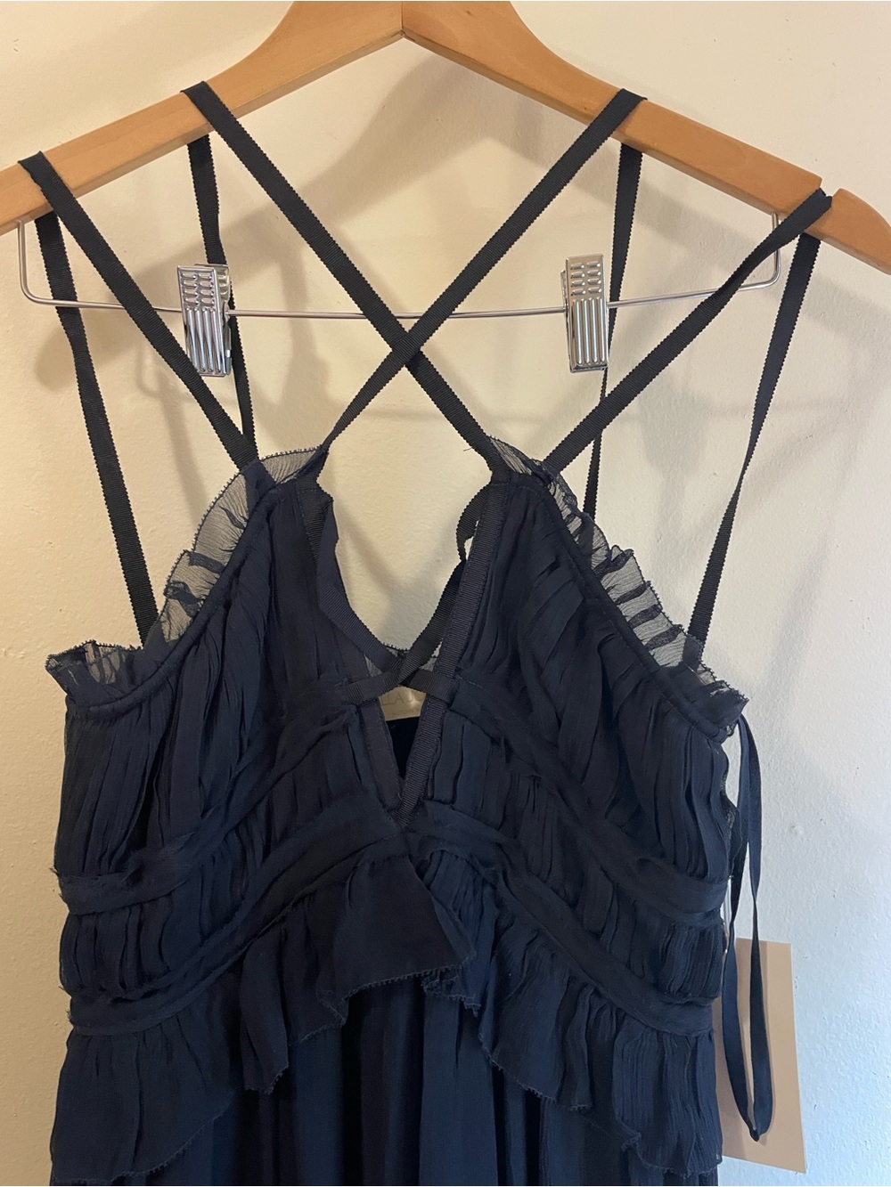 Ulla Johnson Agatha gown - Black Ruffled Tiered Maxi Dress with Strappy V-Neck - Picture 9 of 12